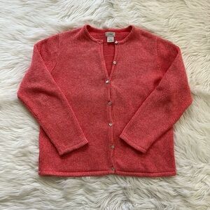 L.L.Bean 100% Cotton Coral Pink Knit Cardigan